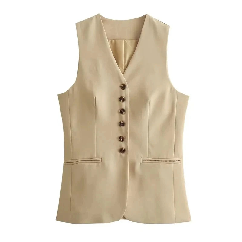Sofia ™ |2025 Dames Elegant Vest Lange Rok Set Mouwloos V-hals