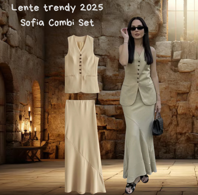 Sofia ™ |2025 Dames Elegant Vest Lange Rok Set Mouwloos V-hals