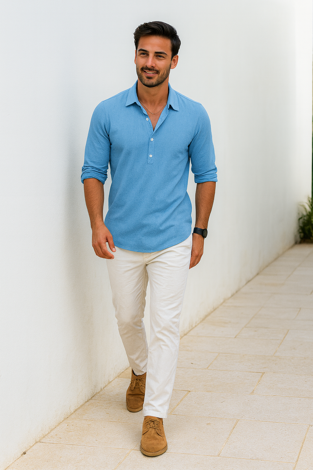 Bjorn - Polo Blouse - Katoenmix Stretch -  Lente / Zomer