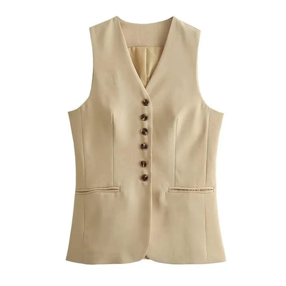 Sofia ™ |2025 Dames Elegant Vest Lange Rok Set Mouwloos V-hals